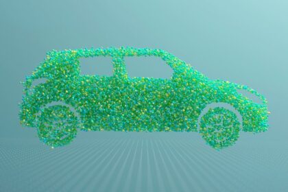 Shape of an electric vehicle ev made of plants