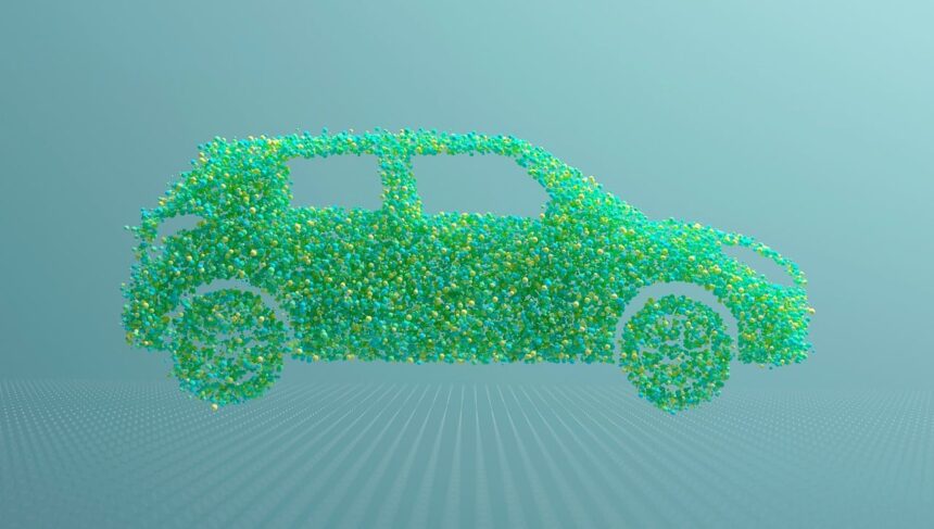 Shape of an electric vehicle ev made of plants