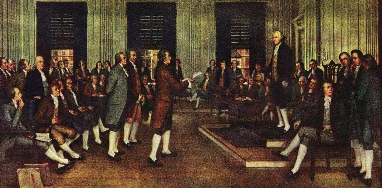 First amendment painting of the founding of the u. S. Constitution