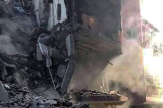Destruction in gaza caused by the indiscriminate bombing by the idf