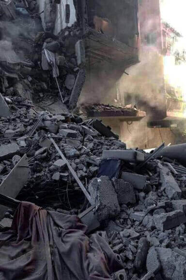 Destruction in gaza caused by the indiscriminate bombing by the idf