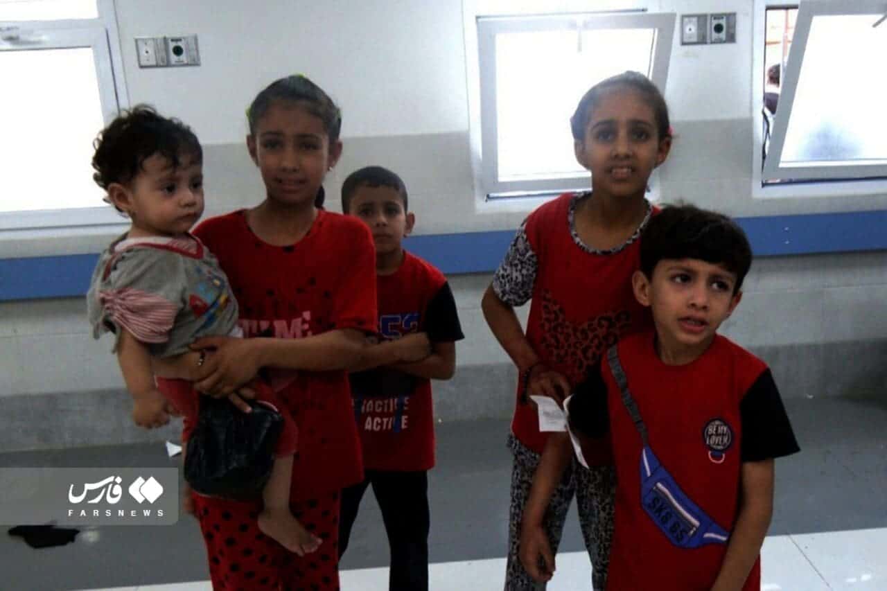 Palestinian refugee children sheltering in a hospital after the idf bombed the refugee camp they lived in.