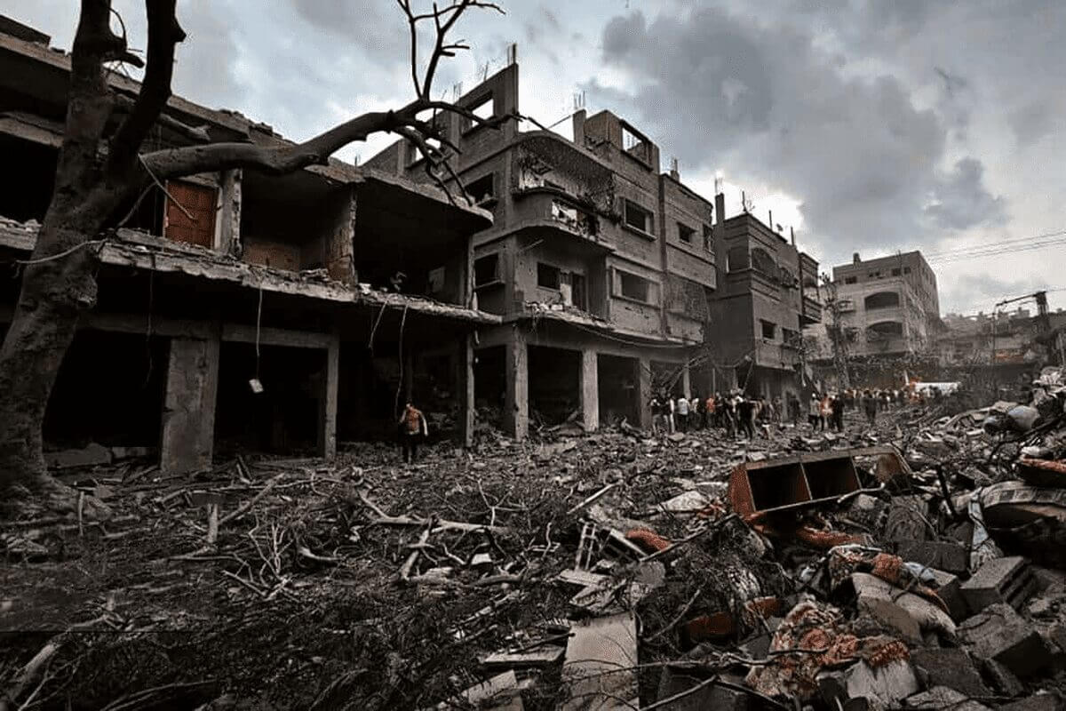 Destruction in gaza during the war in late 2023