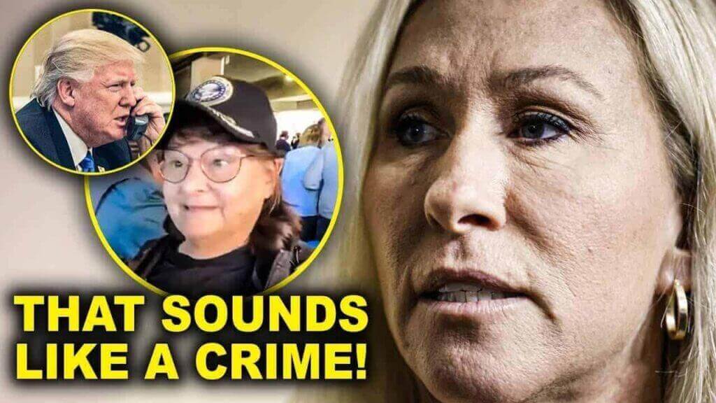 Marjorie taylor green, donald trump, and a trump supporter