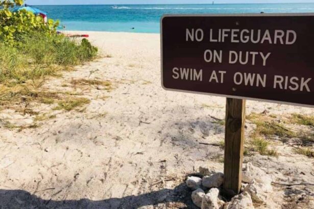 A sign on the beach that says no lifeguard on duty