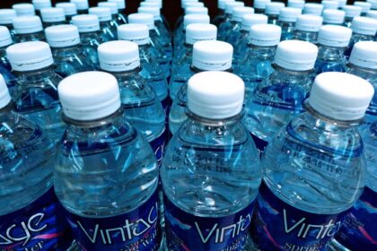 Bottled water close up