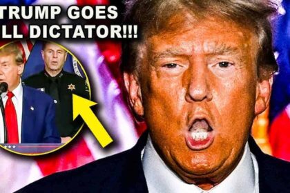 Donald trump yelling and looking very orange.