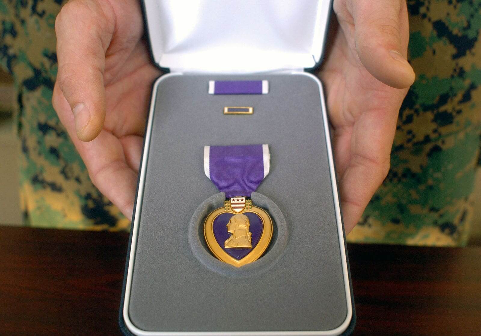 Purple Heart award in the box