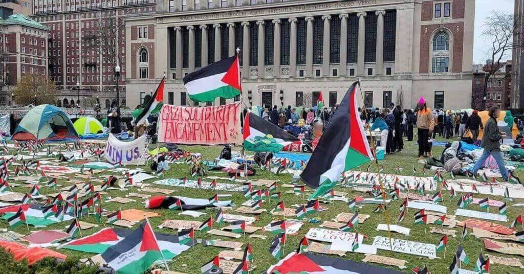 Columbia university campus protest against the war in gaza