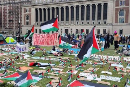 Columbia university campus protest against the war in gaza