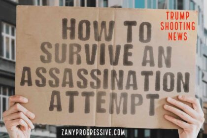 Cardboard sign that says how to survive an assassination attempt