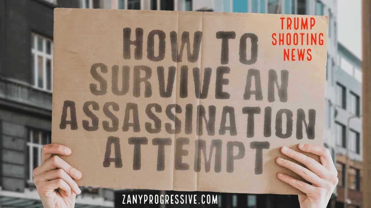 Cardboard sign that says how to survive an assassination attempt