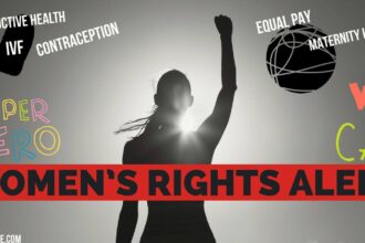 Women’s rights alert graphic for news affecting women.