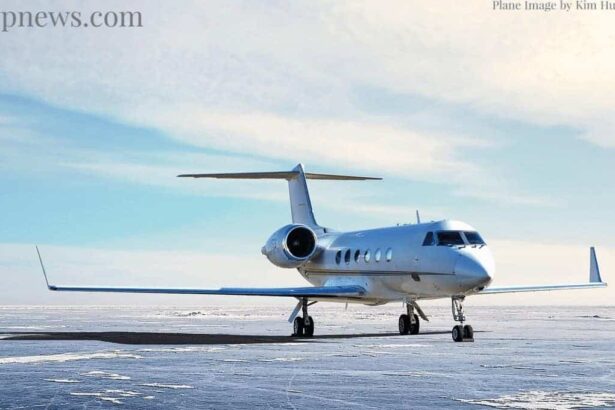 Photo of a jet on a snow-covered runway