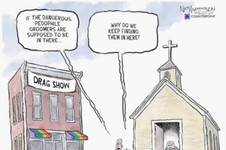 Drag shows and churches political cartoon
