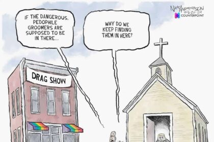 Drag shows and churches political cartoon