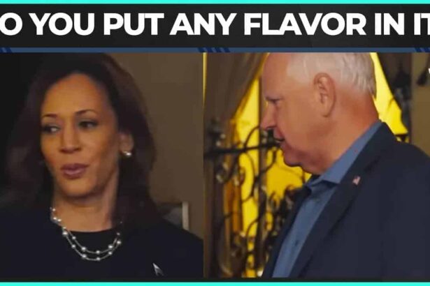 Kamala harris and tim walz during their taco recipe video