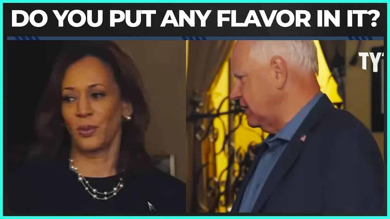 Kamala harris and tim walz during their taco recipe video