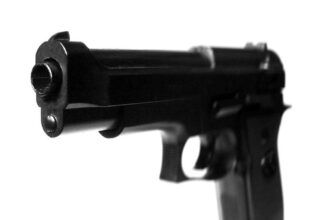 Second amendment gun close up