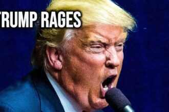 Donald trump screaming into a microphone