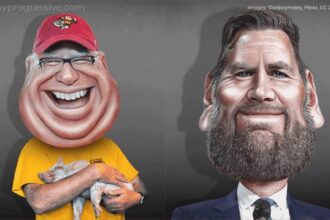 Caricatures of tim walz and jd vance
