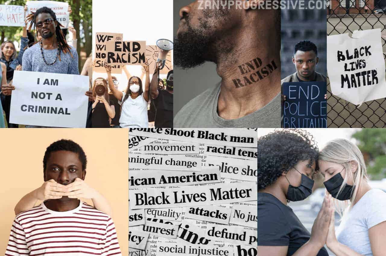 Black lives matter protest photos and symbolic images in a collage