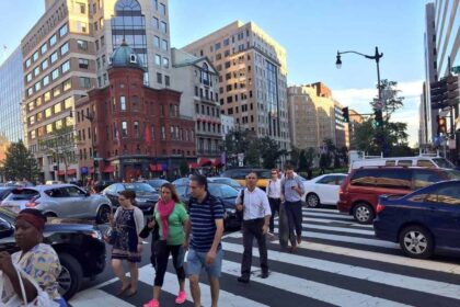 Busy intersection in washington dc