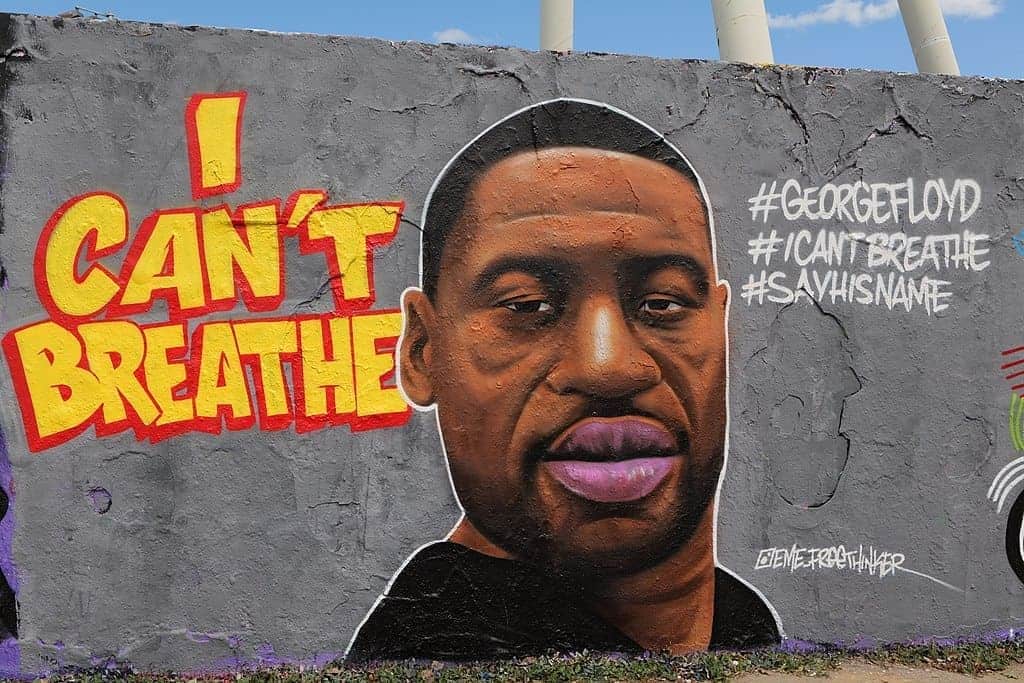 George floyd mural on a wall in berlin, germany