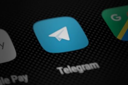 Close up of the telegram app on a cell phone