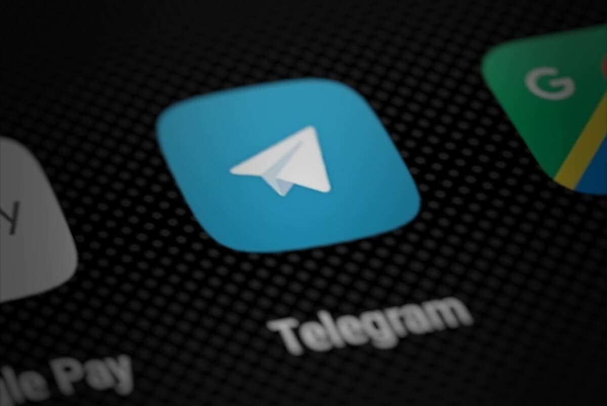 Close up of the telegram app on a cell phone