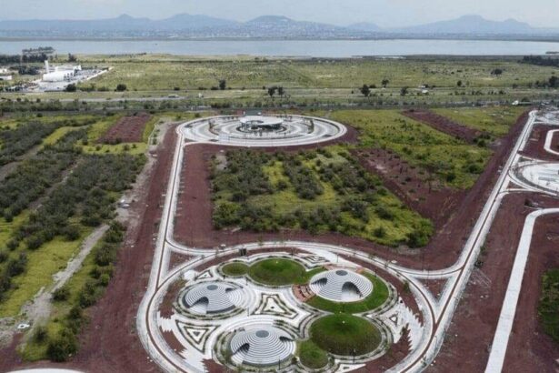 Aerial view of a park outside of mexico city that serves as a climate adaptation model.