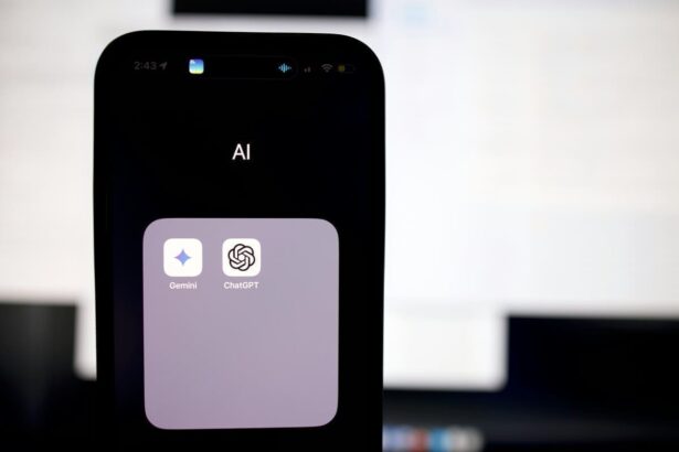 Iphone screen with ai at the top and a folder open with chatbot apps in it.