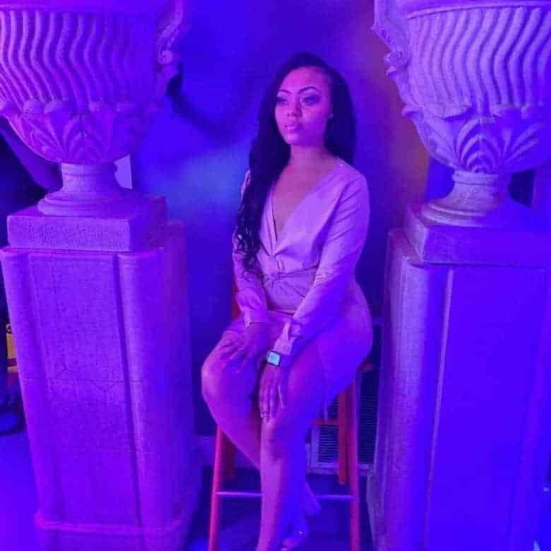 Amber thurman posing for a photo in 2020.