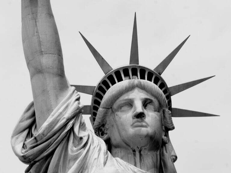 Photograph of the head of the Statue of Liberty
