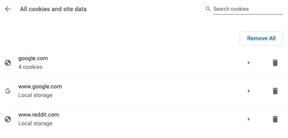 Chrome browser privacy and cookies settings