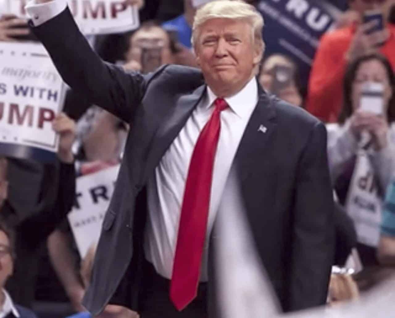President donald teump at a rally in 2017.