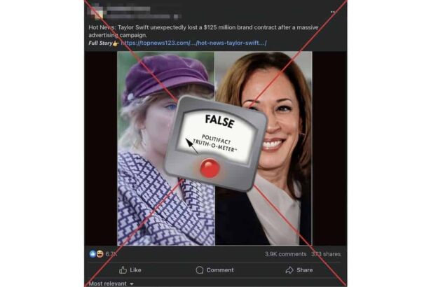 Facebook post with the politifact truth meter on it showing the claim is false