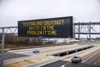 A highway safety message on interstate 55 in jackson, miss. , refers to the lyrics of a taylor swift song, “anti-hero. ” (photo courtesy of the mississippi department of transportation)
