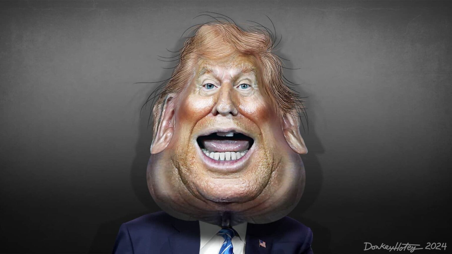 Caricature of donald trump with a fat face