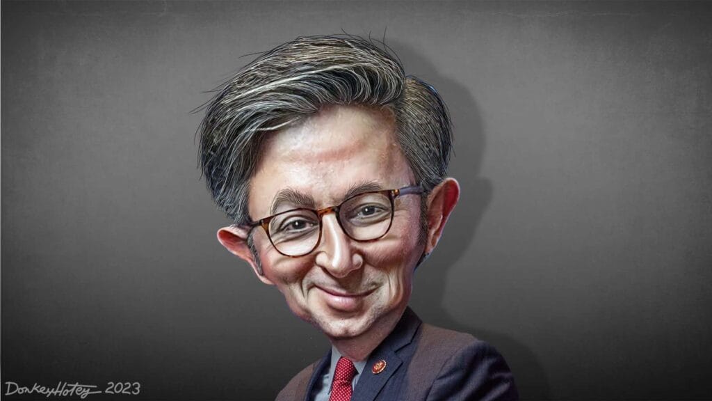 Caricature of Speaker Mike Johnson