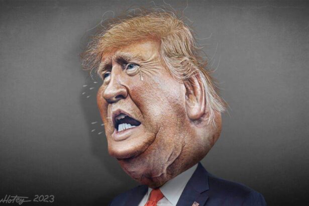 Caricature of donald trump emotional