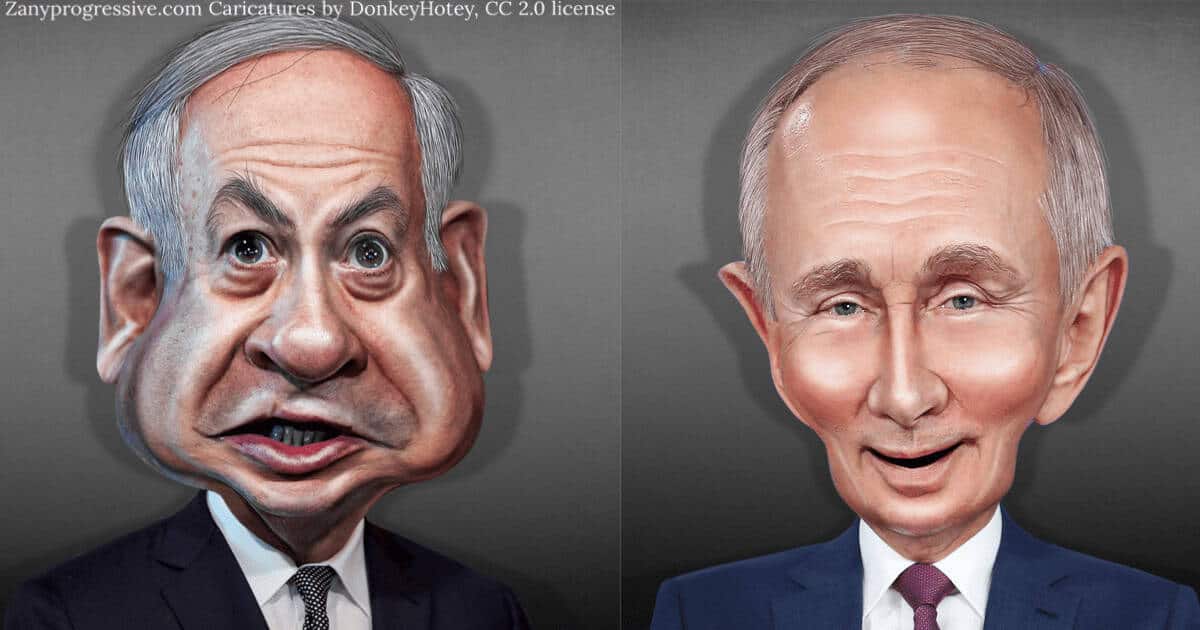 Caricatures of putin and netanyahu
