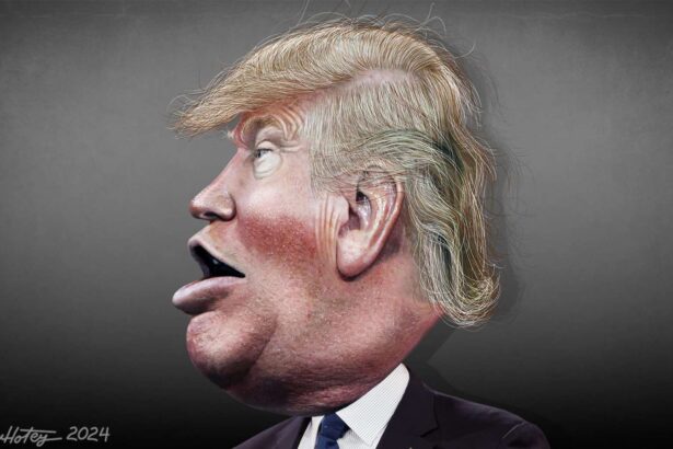 Donald trump caricature from the side