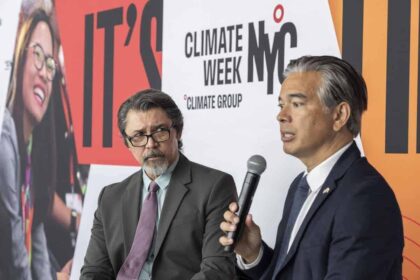 California ag rob bonta and lou diamond phillips at climare week