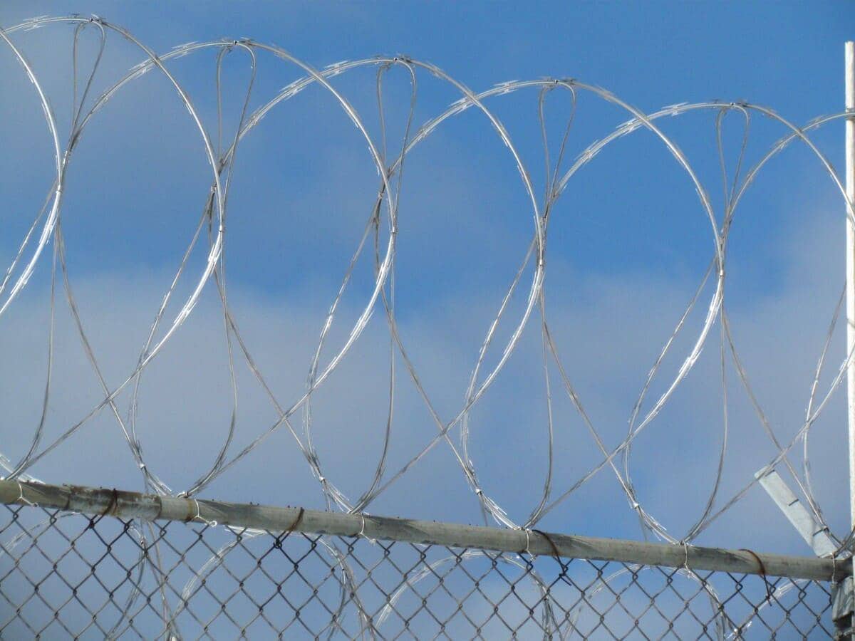 Concertina wire surrounding a prison in kincheloe, m