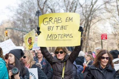 Women at a protest during the 2022 midterm election