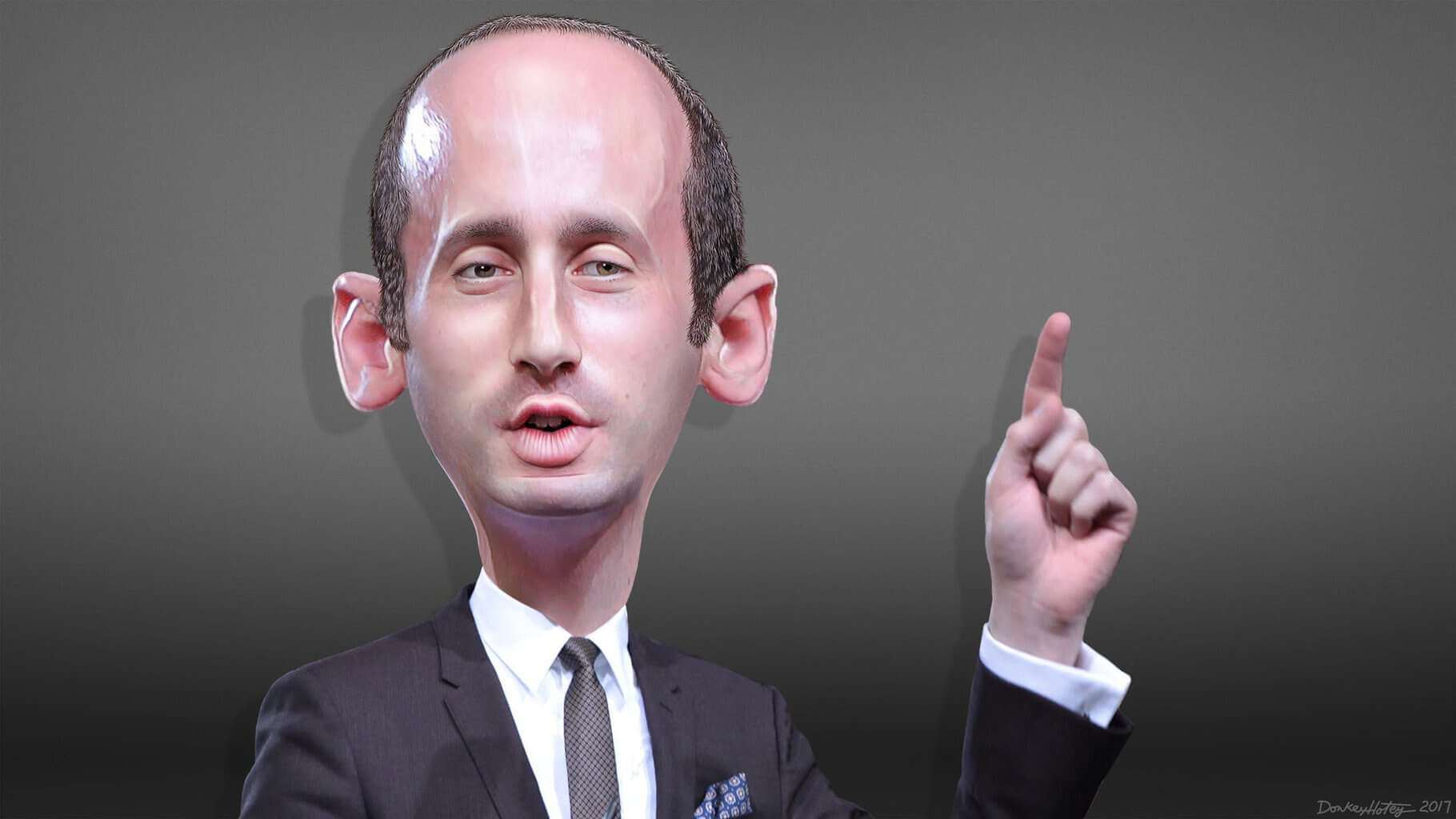 Trump pick, stephen milkercaricature stephen miller