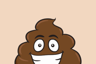 A happy, smiling, poop emoji cartoon