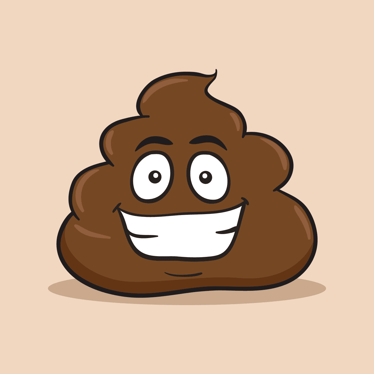 A happy, smiling, poop emoji cartoon