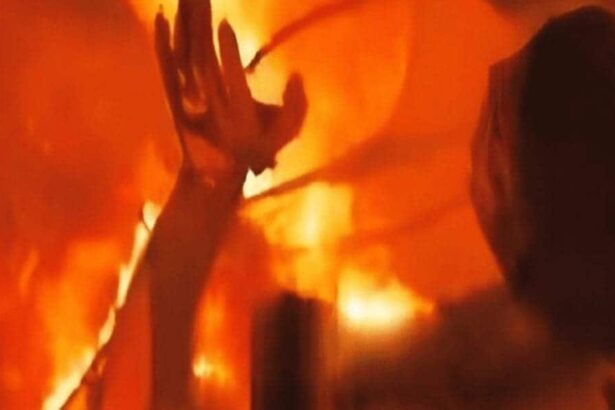 A young man burning alive in gaza